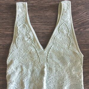 Full Tilt Lace V-Neck Top in Soft Green